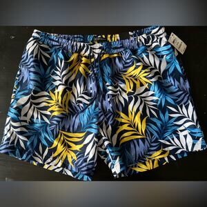 INC INTERNATIONAL CONCEPTS Navy Floral Swim Trunks Mens sz XXL (NWT)